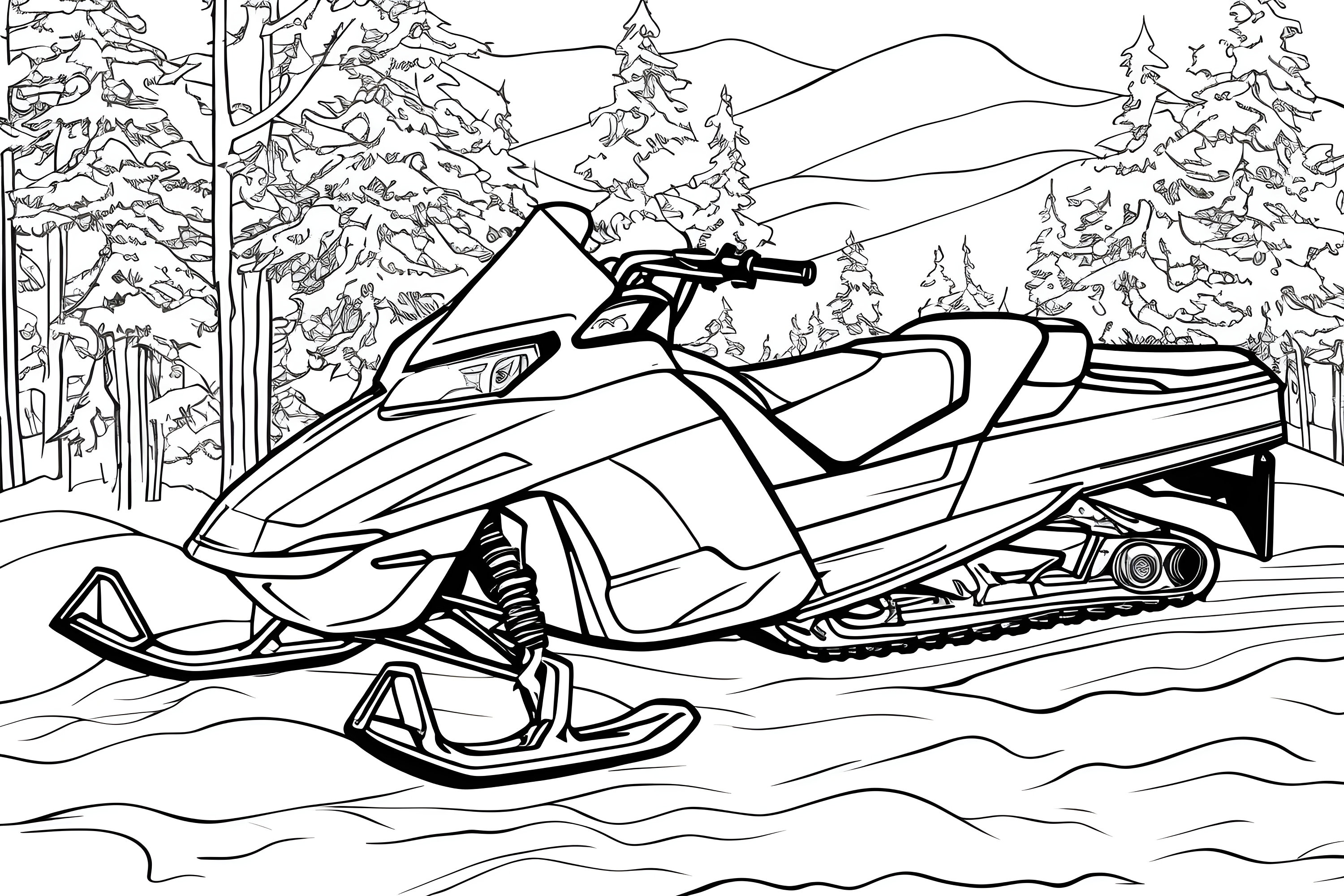Snowmobile Coloring Page Etsy