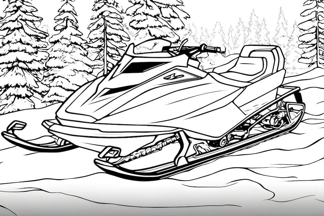 Snowmobile Coloring Page Etsy