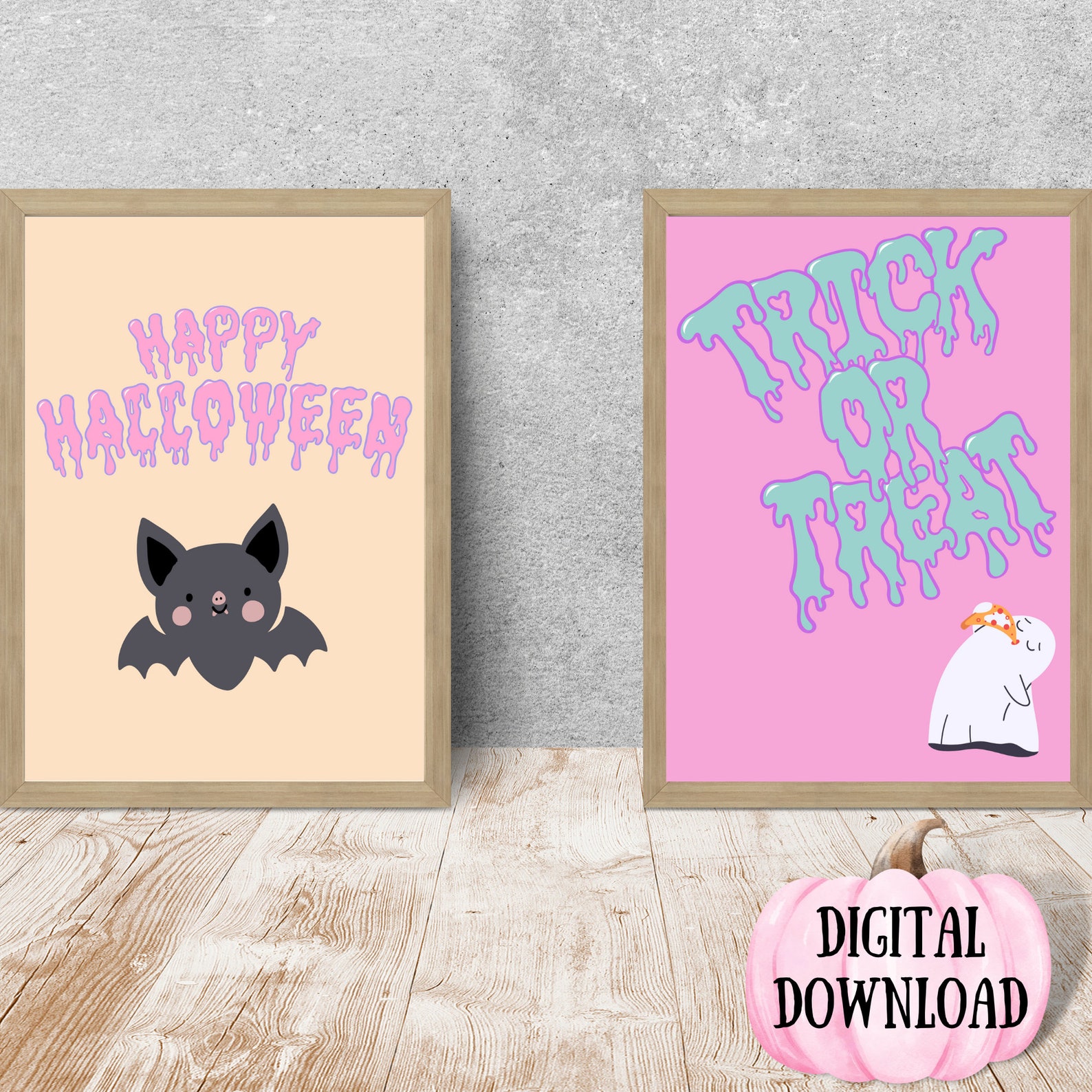 Pastel Halloween Print Set – 16 Cute Spooky Wall Art (digital Download ...