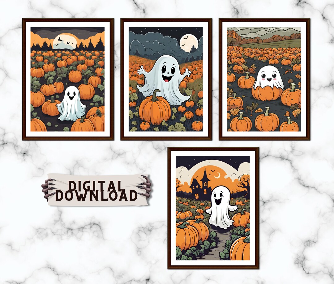 Halloween Wall Art - Cute Smiling Ghost - Halloween Decor - Instant ...