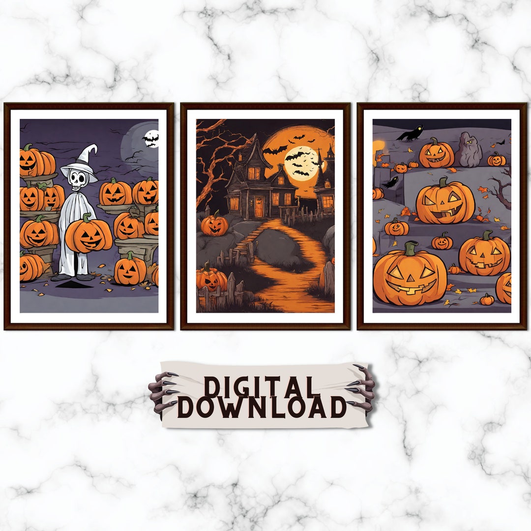 Halloween Wall Art Printables Halloween Prints Halloween Etsy