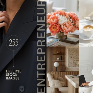 255 Entrepreneur Lifestyle AI Stock Images \ Faceless Aesthetic Photo Bundle \ Home Office \ Floral \ Chic Boss \ Female Business Owner