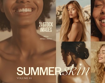 Summer Skin - Aesthetic Stock AI Photo Collection / For Brand and Web Design, Instagram Marketing, Estheticians, Hair Spa Beauty Businesses