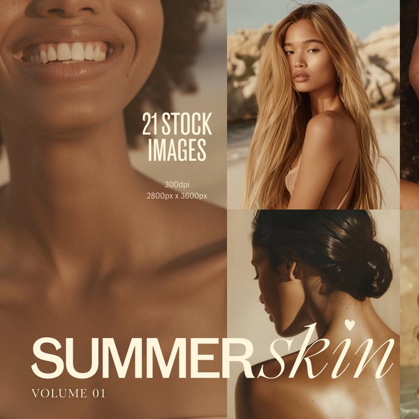 Summer Skin - Aesthetic Stock AI Photo Collection / For Brand and Web Design, Instagram Marketing, Estheticians, Hair Spa Beauty Businesses