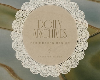 Paper & Crochet Doily Frames - 25 Vintage Backgrounds PNG Graphics (Digital Download