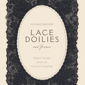 Imágenes prediseñadas de marcos de encaje negro: recursos de diseño digital vintage (descarga digital)