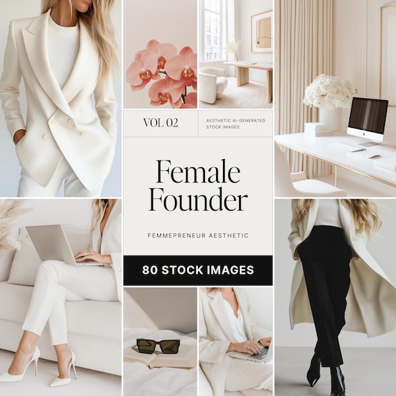 Female Entrepreneur Stock Photo Collection | Neutral Branding, AI Images
