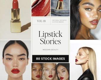 Red Lipstick Beauty Stock Photo Collection: Editorial Glamour (80 Images)