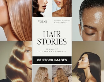 Luxury Hair Stock Photos: Editorial Branding, Marketing (80 Images)