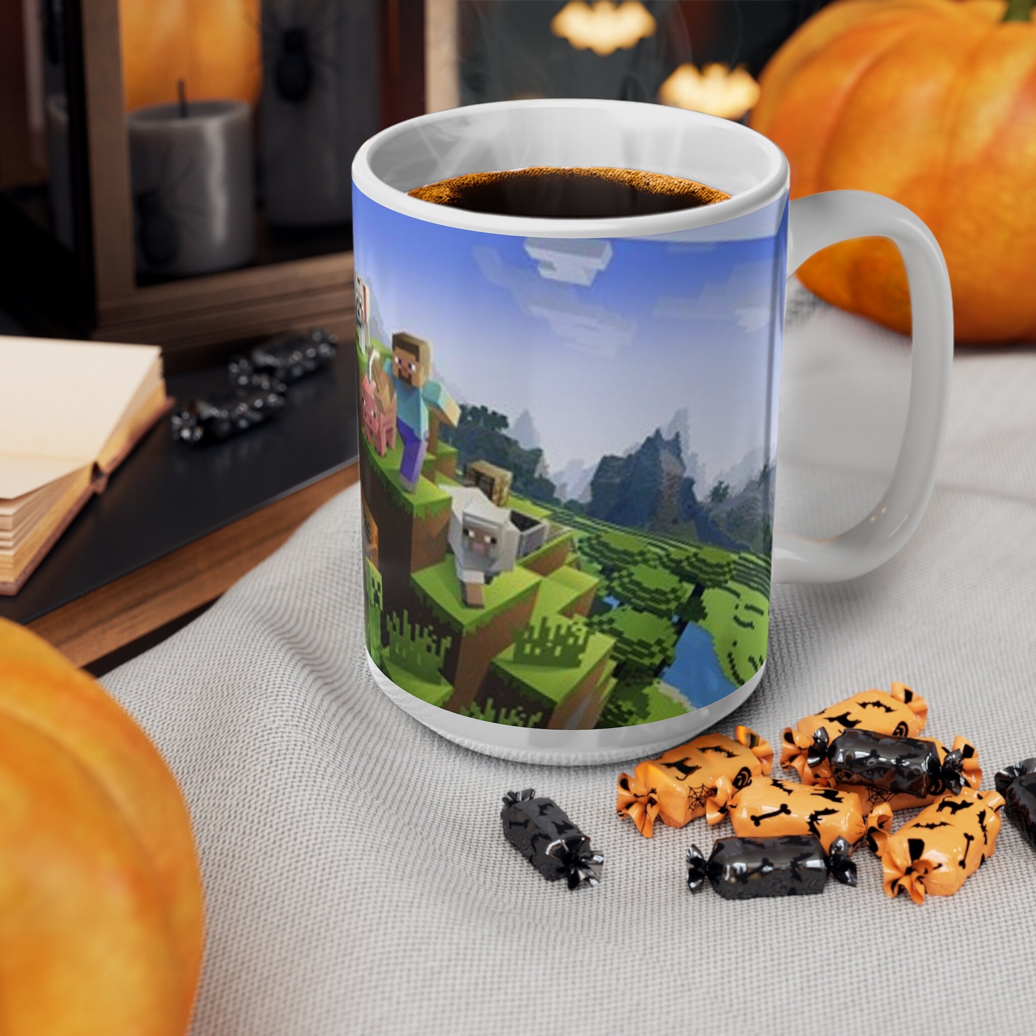 Taza de Minecraft personalizada por sublimación ☎️ SubliStamp Tazas Blanca