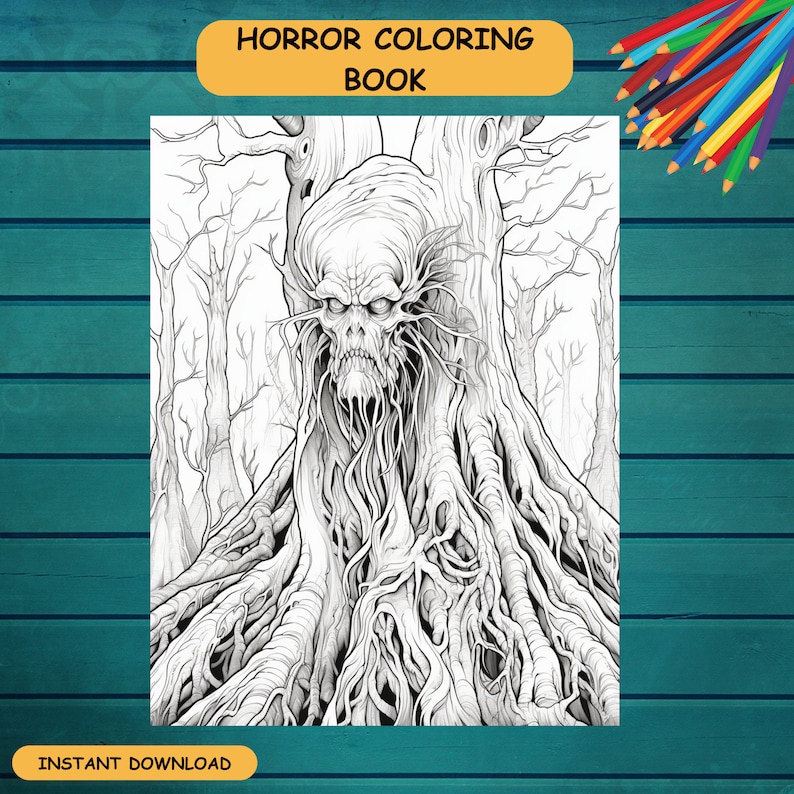 55 Horror Vibes Coloring Pages for Adults Fantasy Scary - Etsy