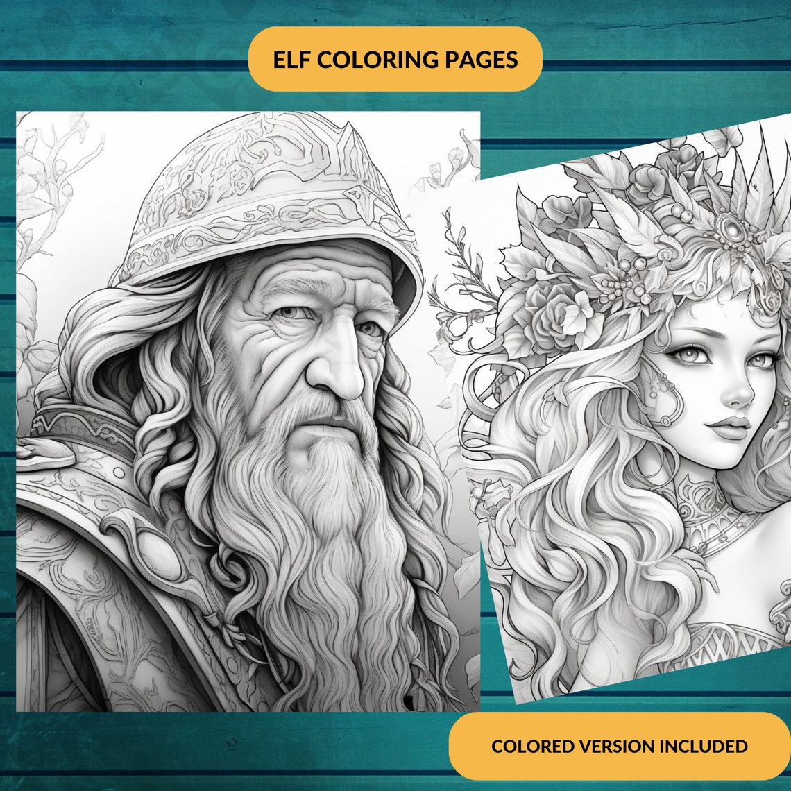 35 Elf Coloring Book, Fantasy Coloring Sheets for Adults, Printable ...