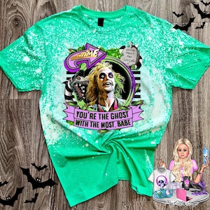 Beetlejuice Shirt, Spooky Green Sublimation T-Shirt - Unique Halloween Graphic Tee, Halloween Shirt