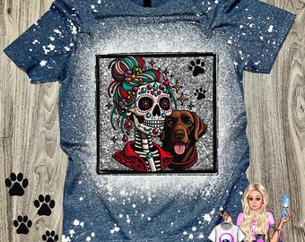 Chocolate Lab Skeleton Halloween Shirt: Spooky Dog Mama Tee, Dog Mom Gifts Personalized