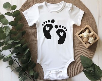 Footprints of Growth Onesie,Cute Baby Onesie,Cotton Baby Clothes,Newborn Bodysuit,Unisex Onesie,Name Can Be Added
