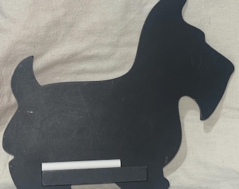 SCOTTIE DOG Or SCHNAUZER Shaped Chalk Board with Chalk Holder 10” wide 8.5” tall