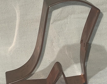 GIANT COWBOY Boot Cookie Cutter of Solid COPPER Antique Heavy Duty 4.5” tall 4.75” wide Cute Collector