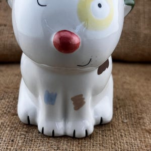 Vintage Jenny Faw Pup Cup Wonderful Gift Pencil Holder Planter Vase 4.25” Tall 3.75” Wide