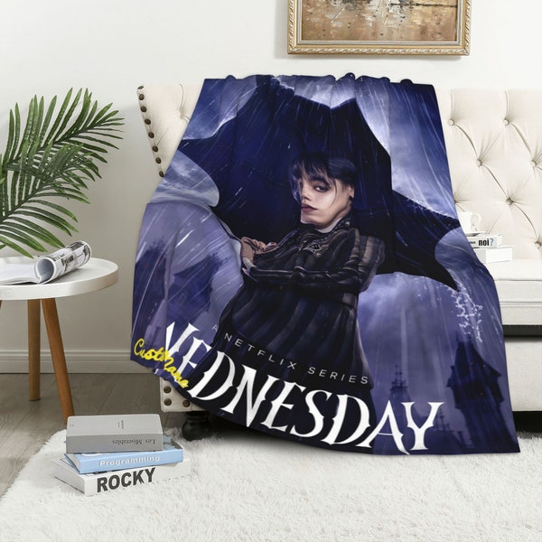 Wednesday Blanket Throw Blanket Warm Soft Blanket for Dormitory Living Room Bedroom Sofa Halloween Kids Adults Gifts