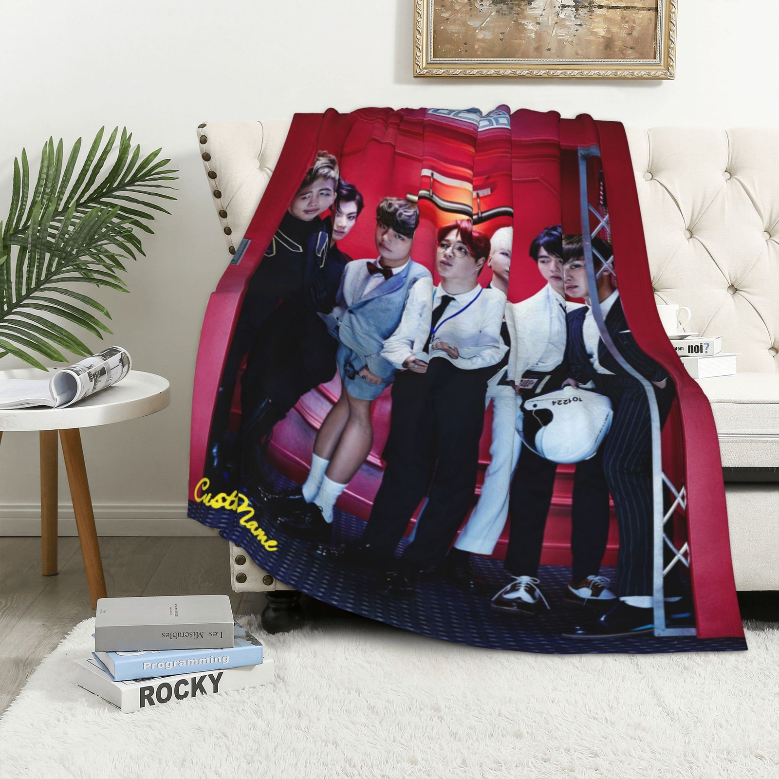 BTS Blanket Throw Blanket Warm Soft Blanket for Dormitory Living Room Bedroom So - Picture 1 of 3