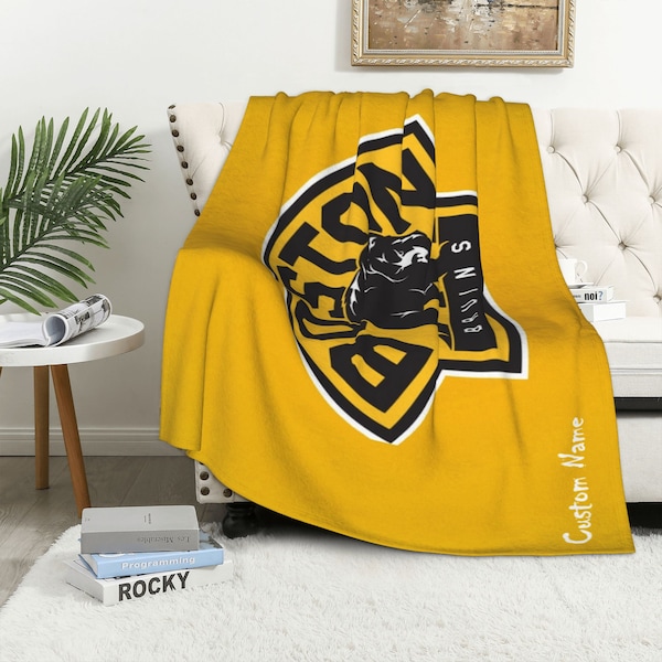 Boston Bruins Blanket Throw Blanket Warm Soft Blanket for Dormitory Living Room Bedroom Sofa Halloween Kids Adults Gifts