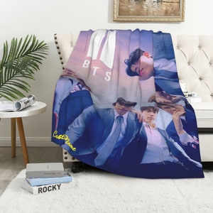 BTS Blanket Throw Blanket Warm Soft Blanket for Dormitory Living Room Bedroom Sofa Halloween Kids Adults Gifts