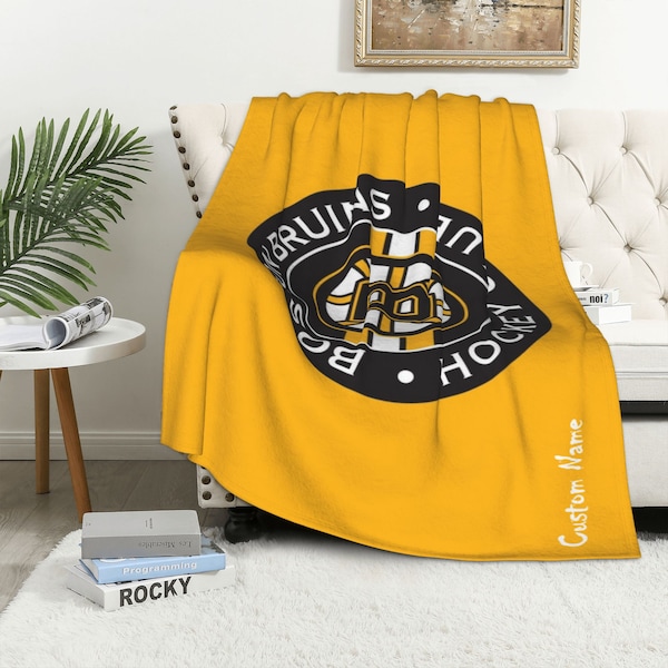 Boston Bruins Blanket Throw Blanket Warm Soft Blanket for Dormitory Living Room Bedroom Sofa Halloween Kids Adults Gifts