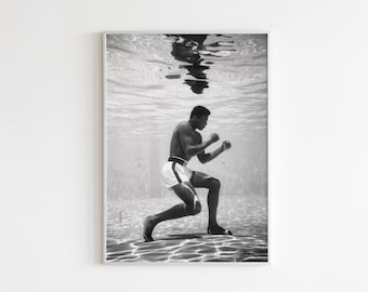 Poster bokslegende Muhammad Ali: zwart-witte muurkunst