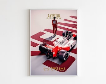 Ayrton Senna Poster Print or Canvas, Formula 1 Gift, Wall Art, Racing Legend, McLaren