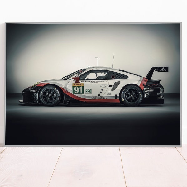 Porsche 911 RSR Canvas or Poster Print - Wall Art, Racing Decor, Gift Idea