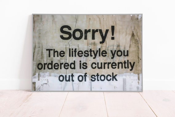 Banksy "Lifestyle Out of Stock" Canvas or Paper Poster Print - Thought-Provoking Wall Art
