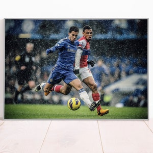 Eden Hazard Canvas or Poster Print, Football Star Poster, Soccer Wall Art, Chelsea F.C.