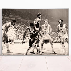 Vintage NBA Poster: Bucks vs Lakers, 1970er Jahre Basketball Kunst