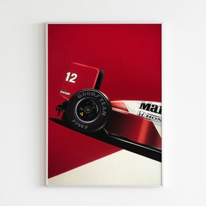 Vintage McLaren F1 Car Poster, Ayrton Senna, Canvas or Paper Poster Print, Racing Art, Wall Art, F1 Home Decor