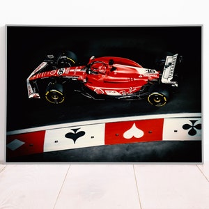 Impresión en lienzo o póster del Gran Premio de Las Vegas de Charles Leclerc, piloto de Fórmula 1 de Ferrari, idea de regalo, decoración de habitación, arte de pared