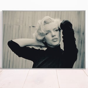 Marilyn Monroe Poster, Canvas or Paper Print, Vintage Black and White Photo, Wall Art