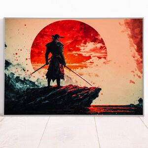Samurai With Sword Art Print: Japanese Decor, Japan Illustration
