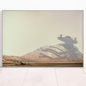 Star Wars Poster, Star Destroyer, Canvas or Matte Paper Print, Desert Crash Art, Kids Room Decor, Wall Art
