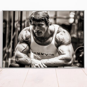 Arte em tela de Arnold Schwarzenegger - pôster de ícone clássico do fisiculturismo, decoração para casa