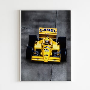 Ayrton Senna F1 Poster: Lotus, Camel, Motorsport Wall Art