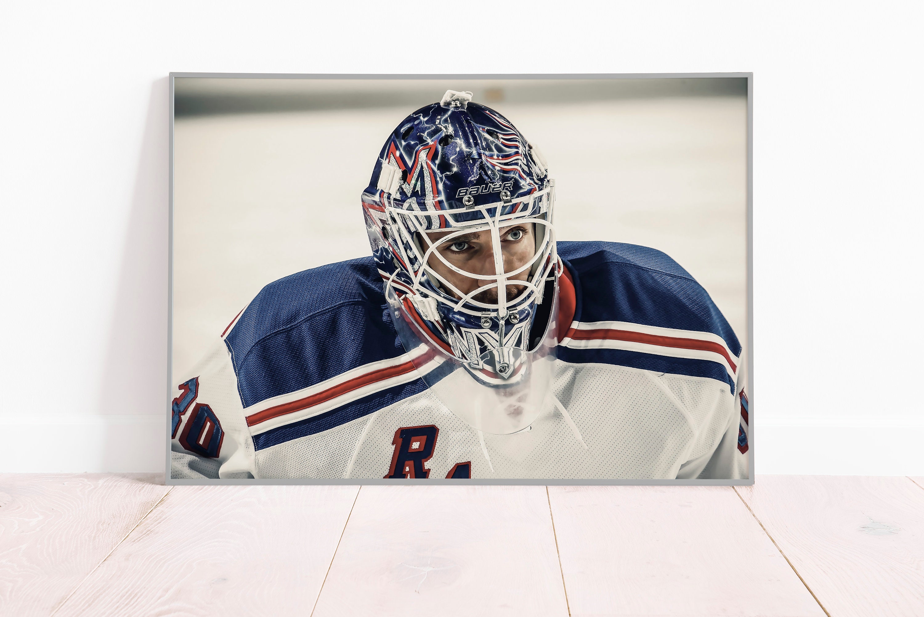 One of the custom designed goalie masks is seen during An Evening... News  Photo - Getty Images, image size:3000x2002
