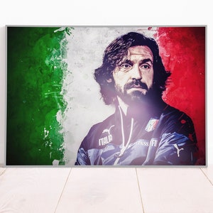 Andrea Pirlo Italian Football Canvas - Soccer Legend Poster, Sports Wall Art