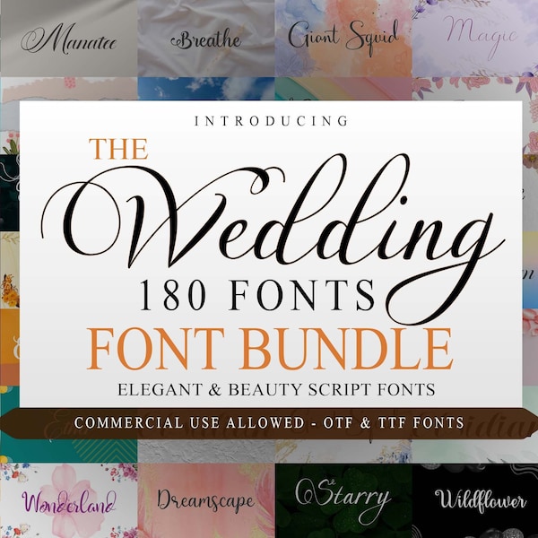 Wedding Font Bundle Collection - Calligraphy Font, Script, Handwritten Font, Invitations, Cricut , Procreate Font, Commercial Use