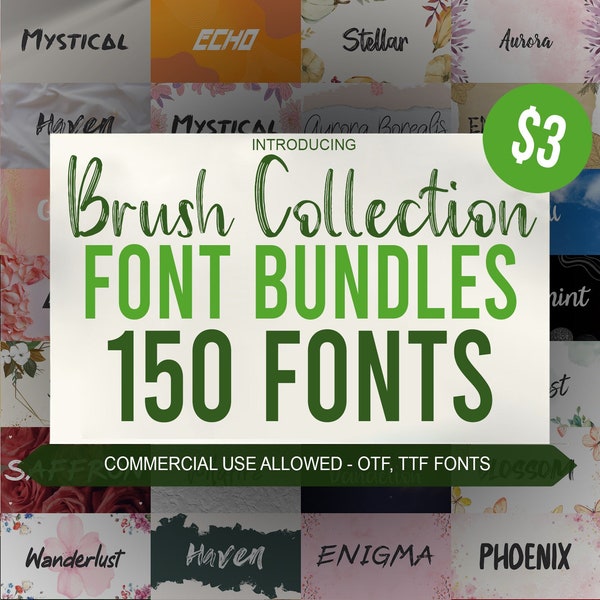 Brush Fonts Bundle Collection - Paintbrush Font, Inked Fonts, Cricut Font, Canva Fonts, Procreate Font, Handmade Font, Artistic Fonts