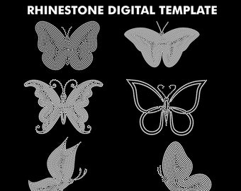 Butterfly Rhinestone Design, Rhinestone Butterfly Templates Cricut Digital File Svg, Eps, Ai, Dxf, Butterfly SS10 Rhinestone Template
