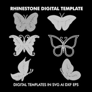 Butterfly Rhinestone Design, Rhinestone Butterfly Templates Cricut Digital File Svg, Eps, Ai, Dxf, Butterfly SS10 Rhinestone Template