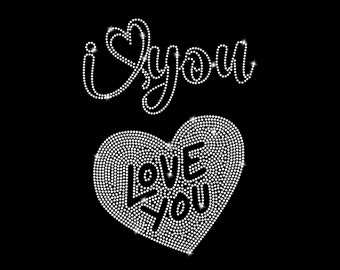 Rhinestone Templates I Love you, Valentines Day Love Rhinestone Design Cricut Digital File Svg, Eps, Ai, Dxf, SS10 Rhinestone Template
