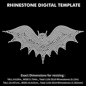 Projekt Halloween z kryształkami nietoperza, szablony upiornych kryształków nietoperza Cricut Digital File Svg, Eps, Ai, DXF, SS10 Rhinestone Template