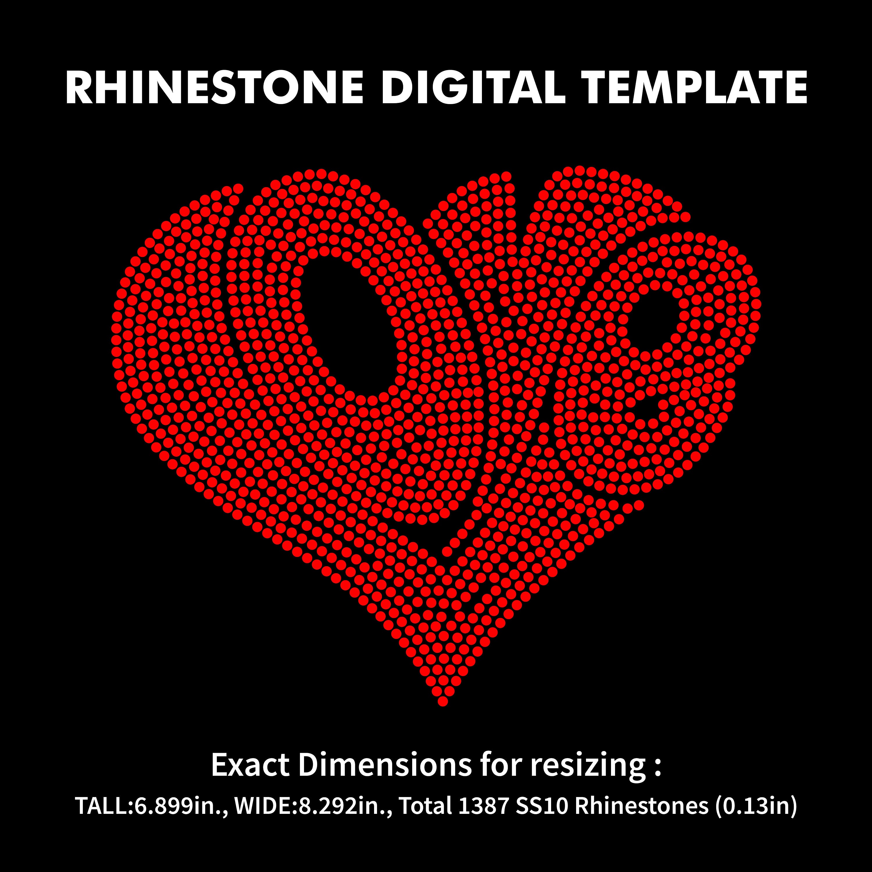 Heart Vector Rhinestone Love Heart Rhinestone Bundle 4 Template SVG, Rhinestone Design Cricut ...