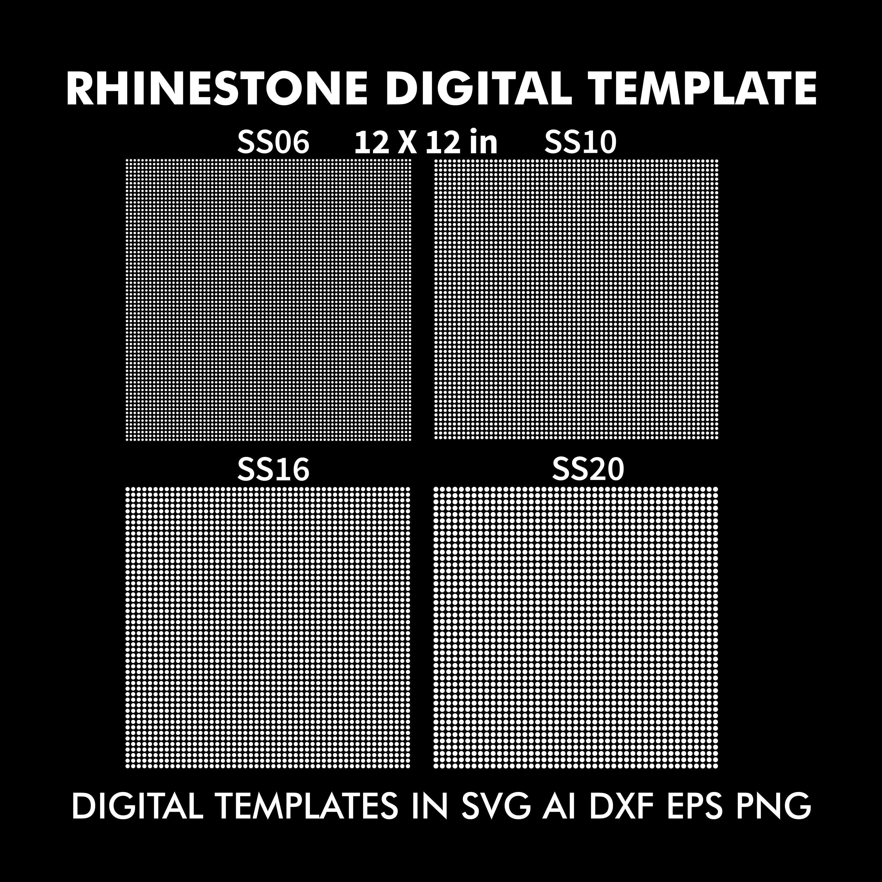 Rhinestone Tumbler Templates Sheet 30cm 12x12in SS6 SS10 SS16 SS20 4 Sizes Hotfix Design Cut Template File SVG, EPS, PNG for Cricut